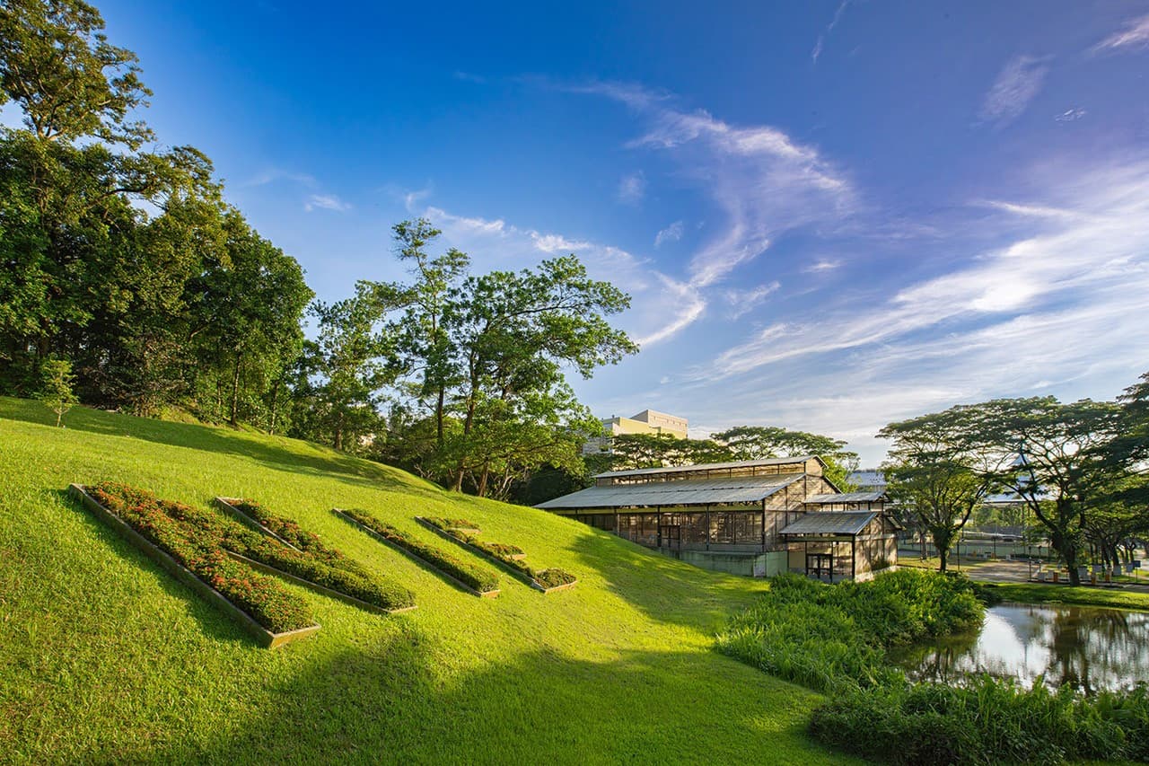 The NTU campus framed by greenery